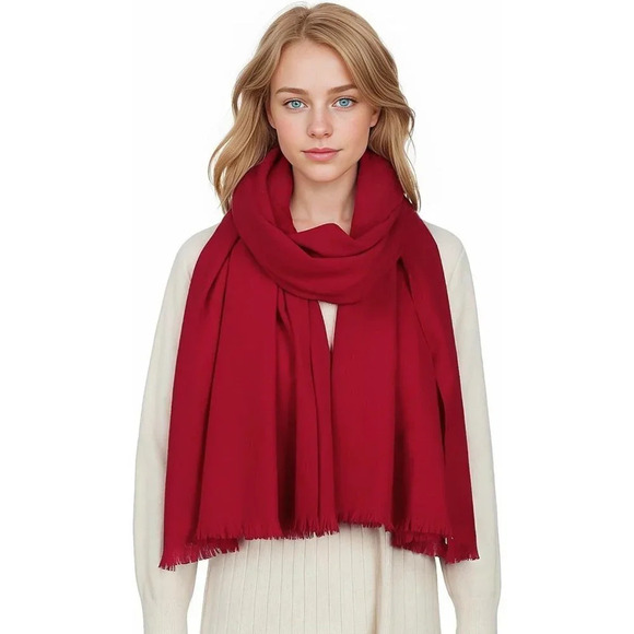 Accessories - Swat Pany Scarf  For Women Winter Pashmina Shawls For Women Wedding Shawls-Red